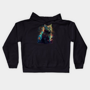 A graceful and fascinating cat with green eyes. Kids Hoodie